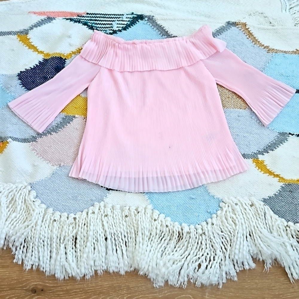 Ted Baker London Perrey Off Shoulder Pleated Top